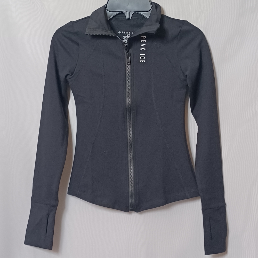 PEAK ICE Girls Black Zipper Closure Front Ice Skating Light Weight Jacket. 10Y - Picture 6 of 11